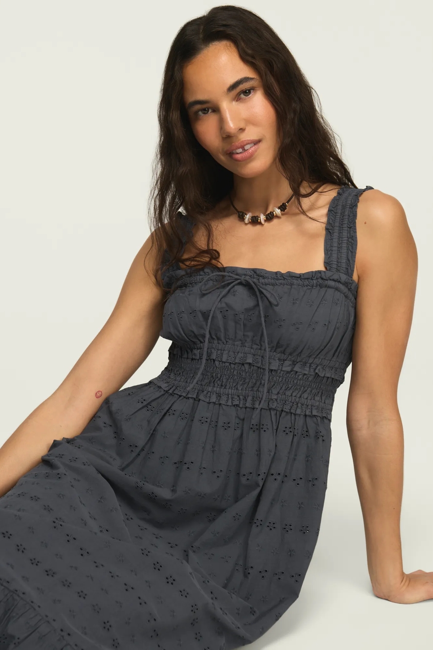 SCHIFFLEY SMOCKED WAIST MIDI DRESS — OMBRE BLUE — image 2
