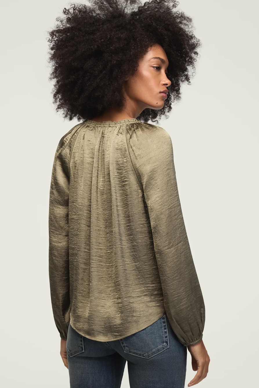 LONG SLEEVE RAGLAN PEASANT TOP — DUSTY OLIVE — image 3