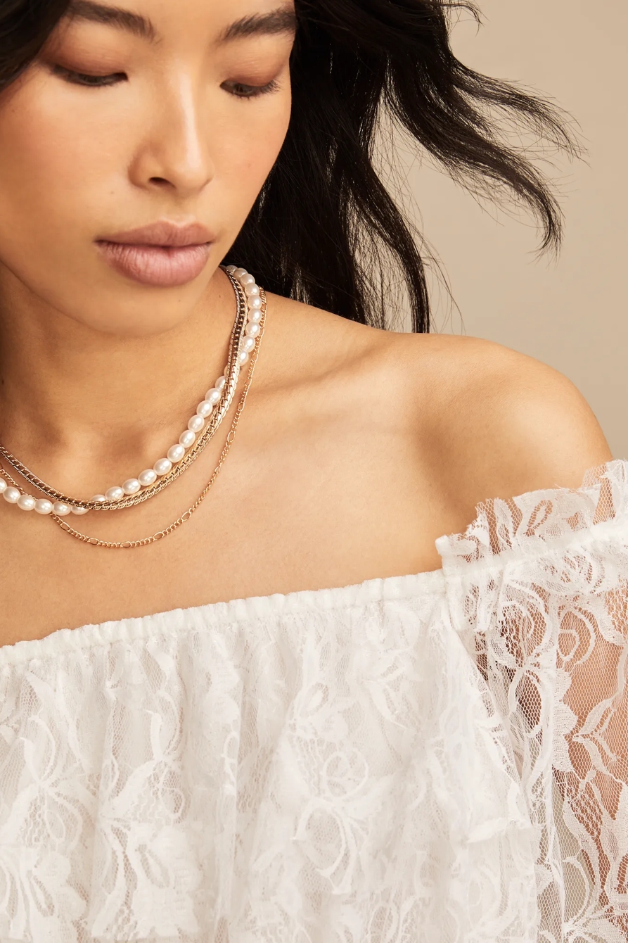 LACE OFF THE SHOULDER TOP — WHISPER WHITE — image 5