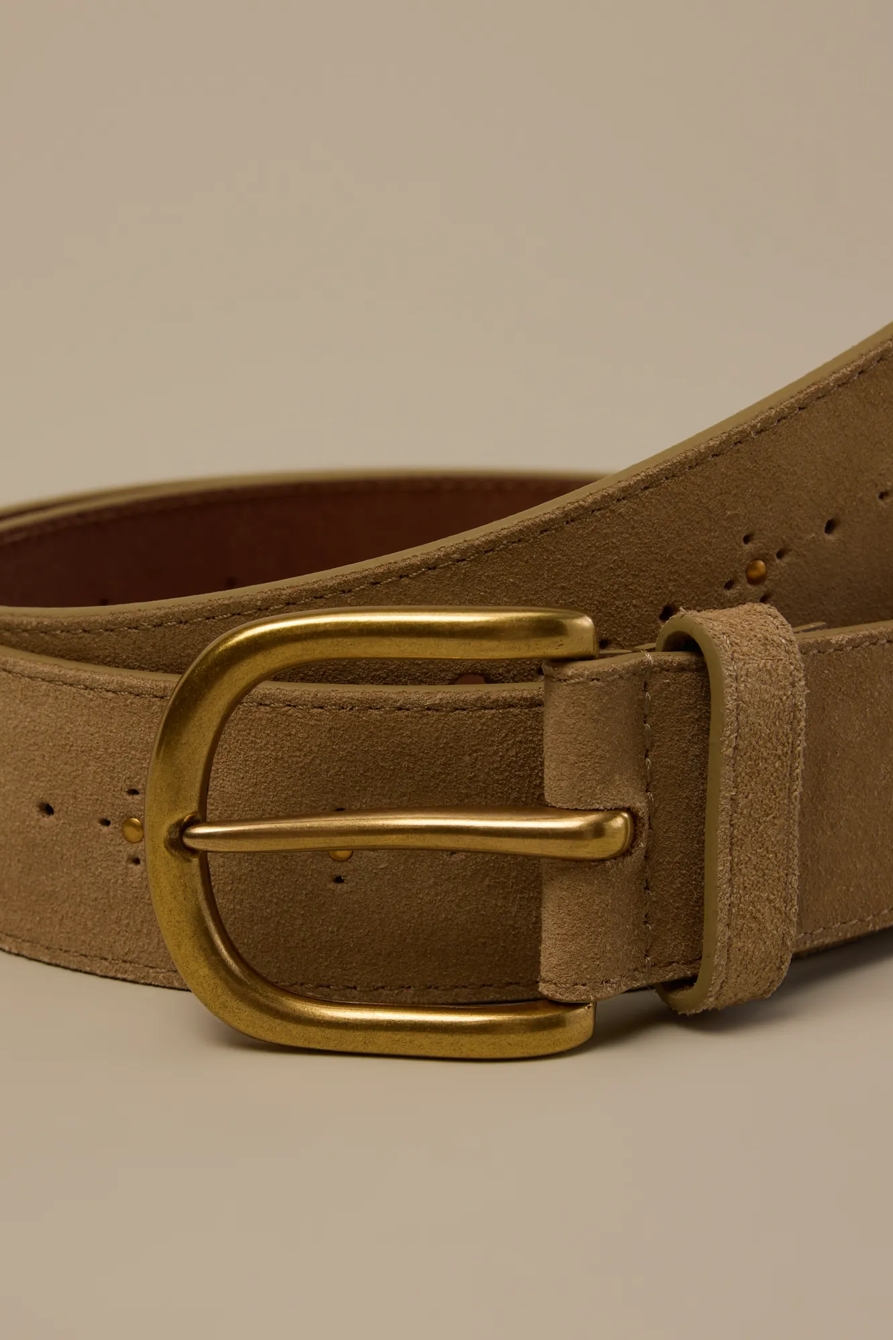 STUDDED SUEDE BELT — BEIGE — image 3