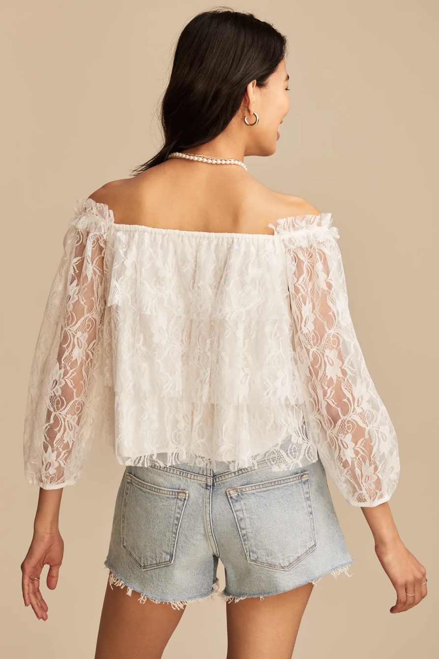 LACE OFF THE SHOULDER TOP — WHISPER WHITE — image 6
