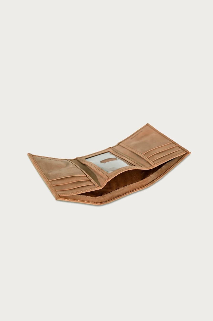 FLAG EMBOSSED LEATHER TRIFOLD WALLET — MEDIUM BROWN — image 5
