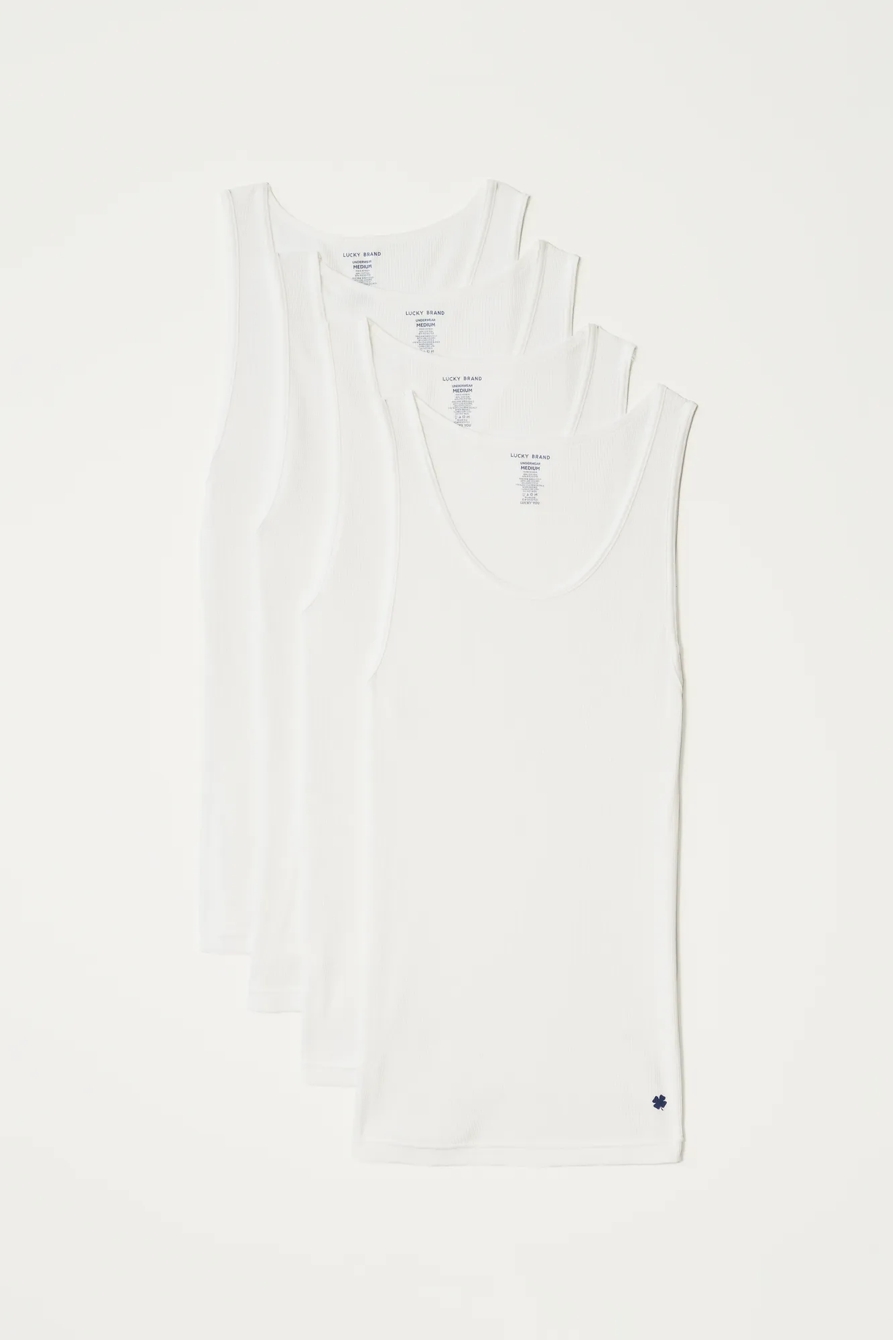 4 PACK A-SHIRT TANK TOPS — WHITE — image 1