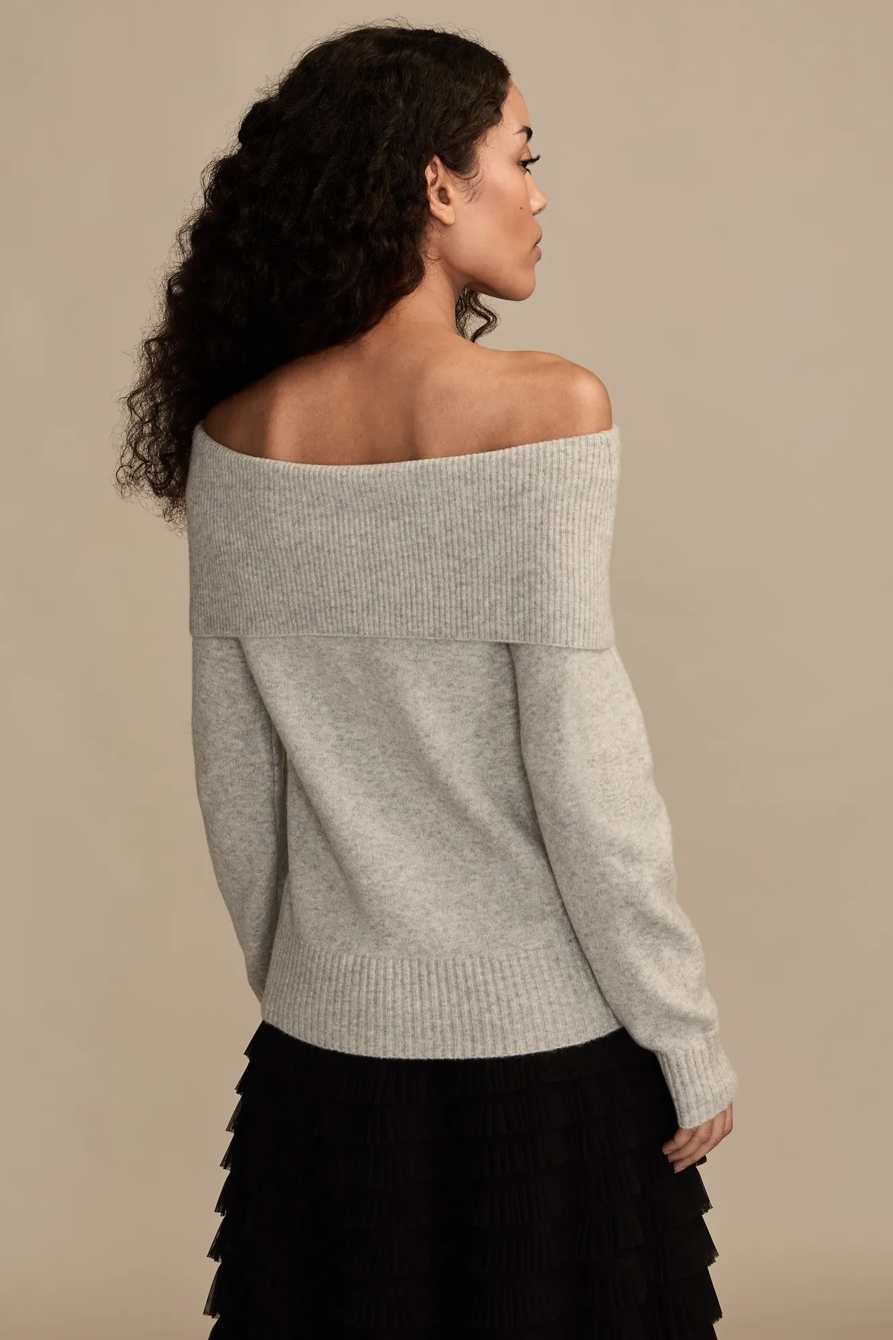 CLOUD SOFT OFF THE SHOULDER SWEATER — LIGHT HEATHER GREY — image 3
