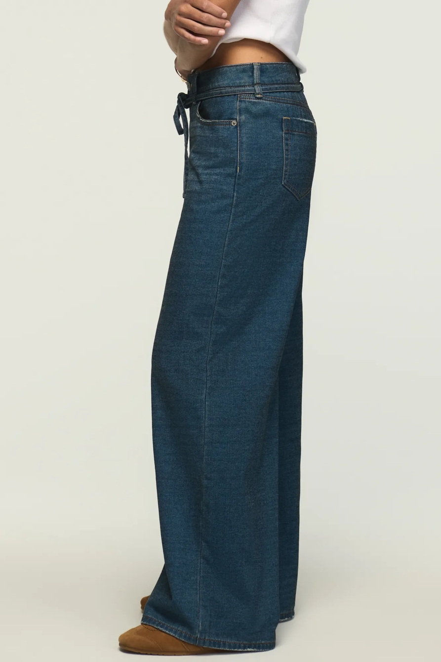 DENIM LUXE BELTED WIDE LEG — WARM SOUL WASH — image 5