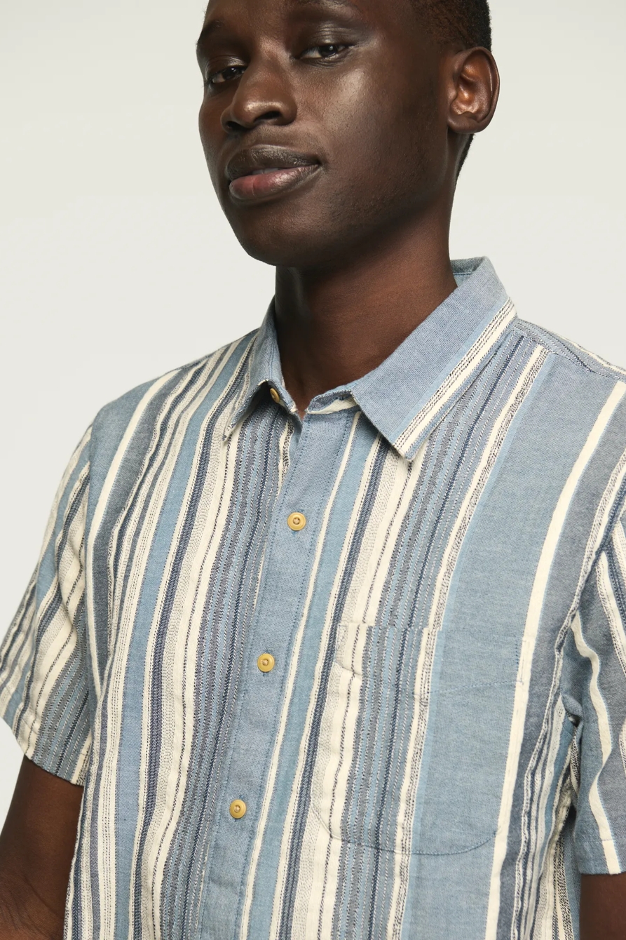 SHORT SLEEVE ONE POCKET SAN GABRIEL DOBBY — BLUE STRIPE — image 2
