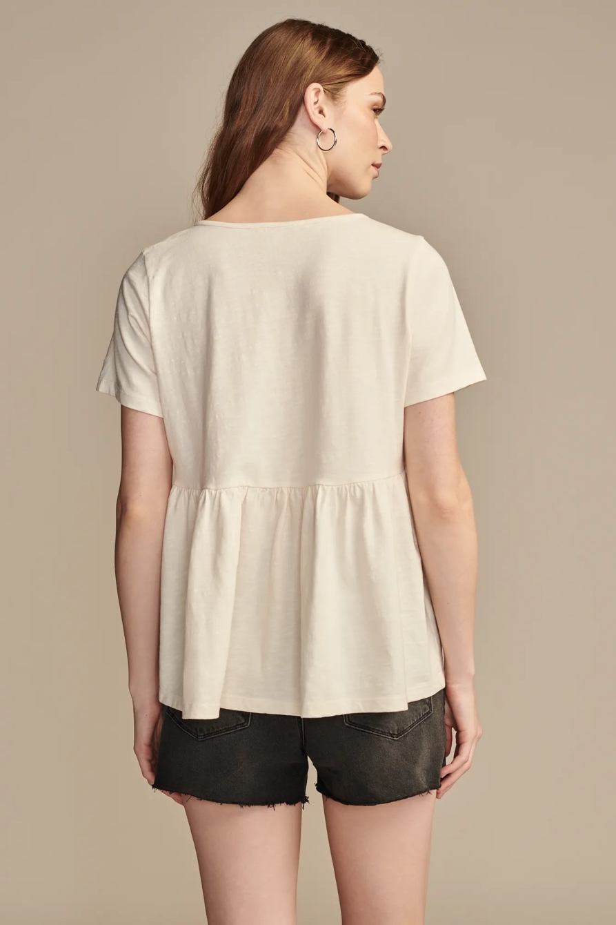 EMROIDERED YOKE TEE — WHISPER WHITE — image 4