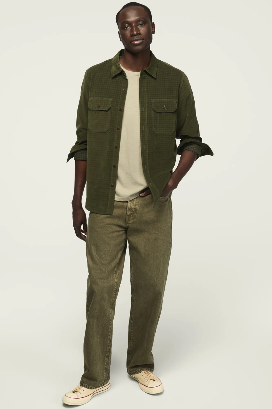 PLAID CORDUROY LONG SLEEVE WORKSHIRT — GREEN PLAID — image 5