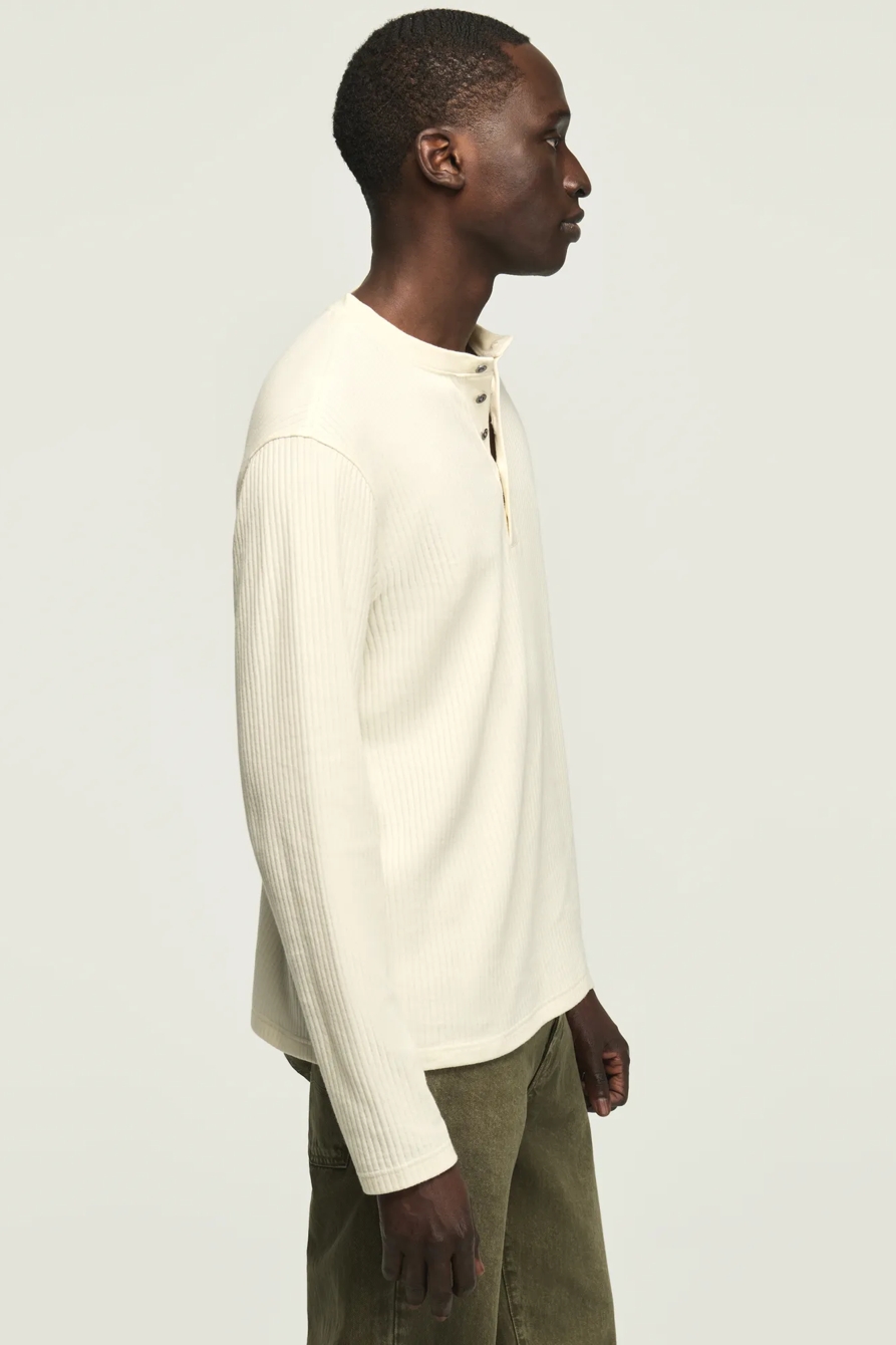 LONG SLEEVE TEXTURED FRENCH RIB TEE — MARSHMALLOW — image 4