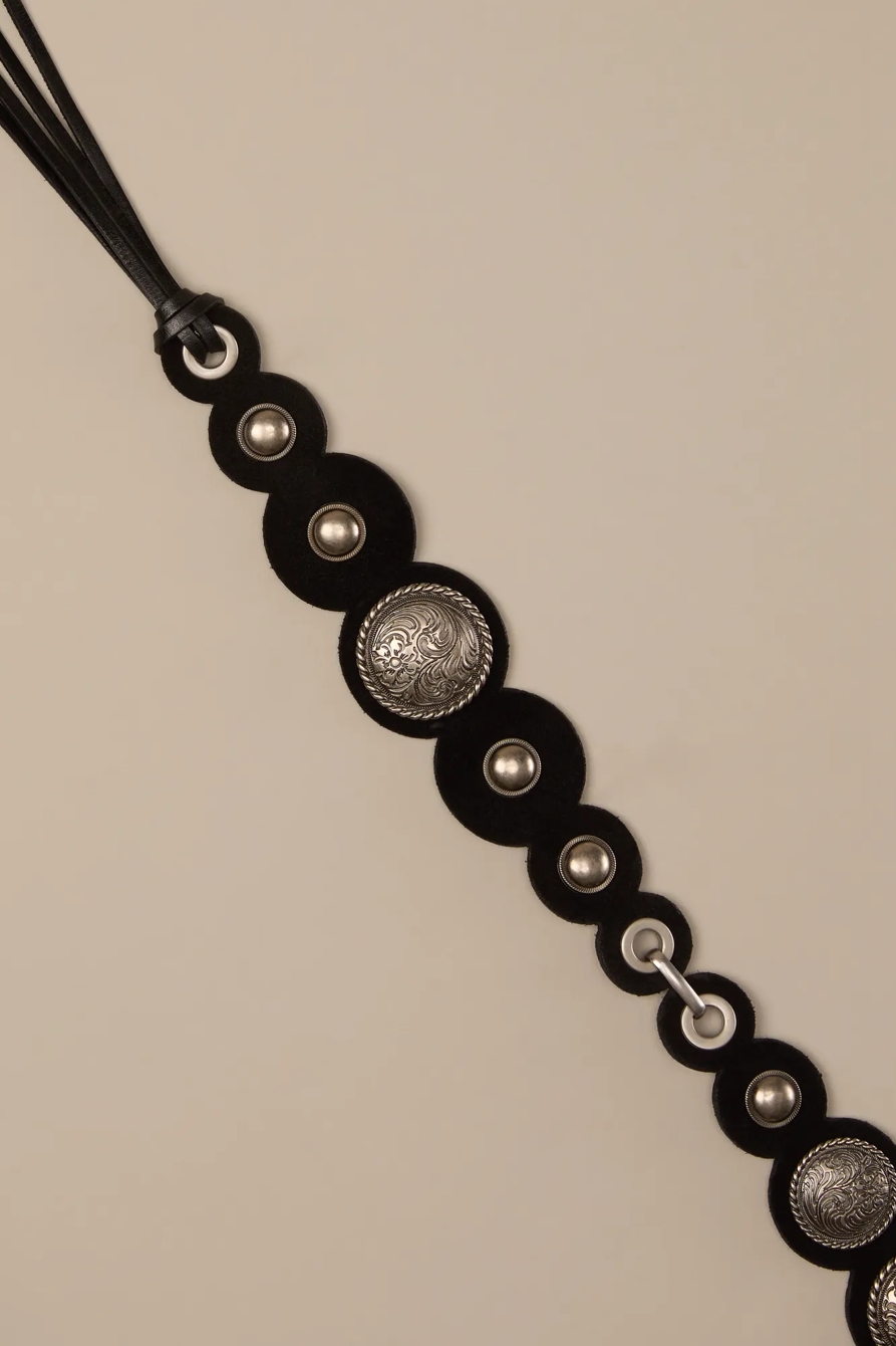 SUEDE WESTERN DISC BELT — BLACK — image 1