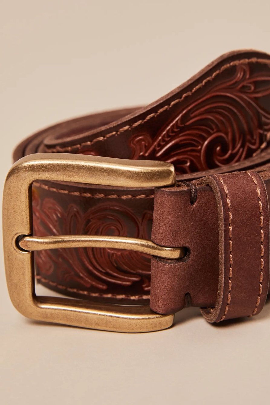 EMBOSSED BELT — DARK BROWN — image 3