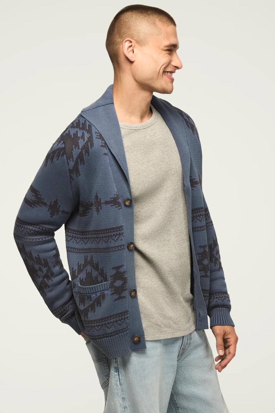 SOUTHWESTERN SHAWL CARDIGAN — Vintage Indigo — image 4