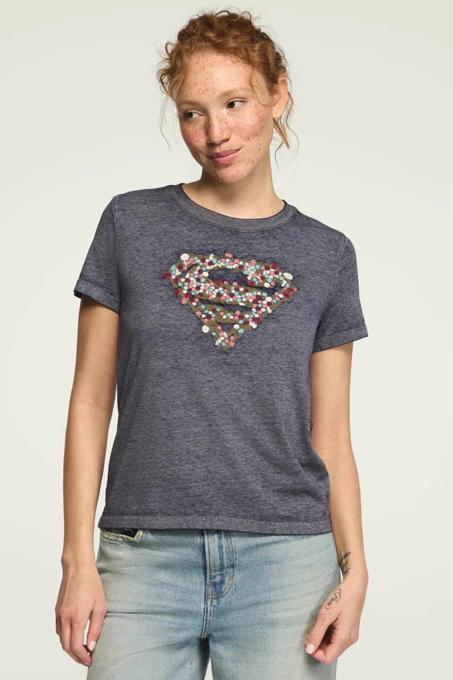 SUPERGIRL FLORAL LOGO TEE — NAVY — image 2