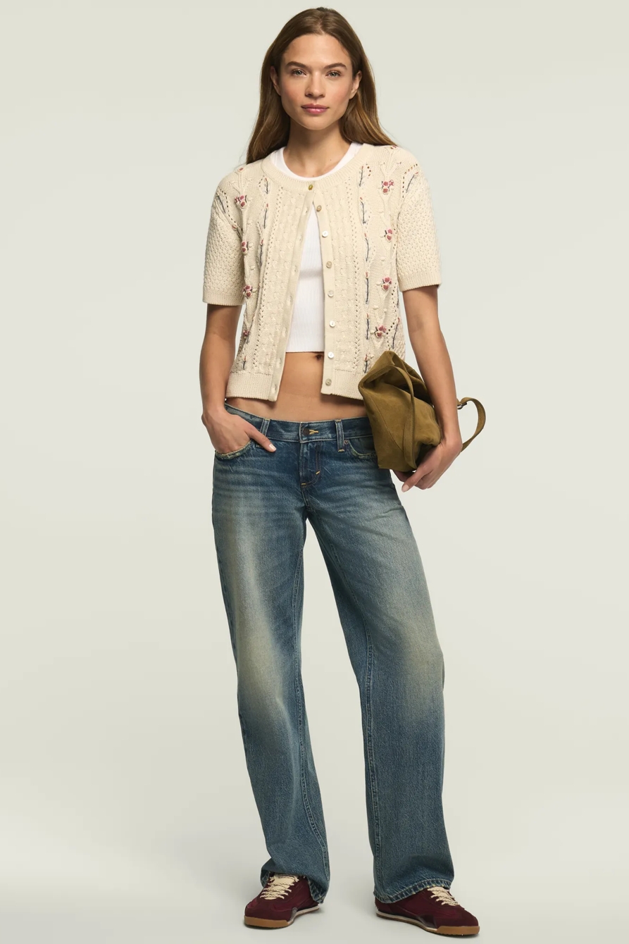 ROSETTE BUTTON UP SWEATER TEE — Turtledove — image 3