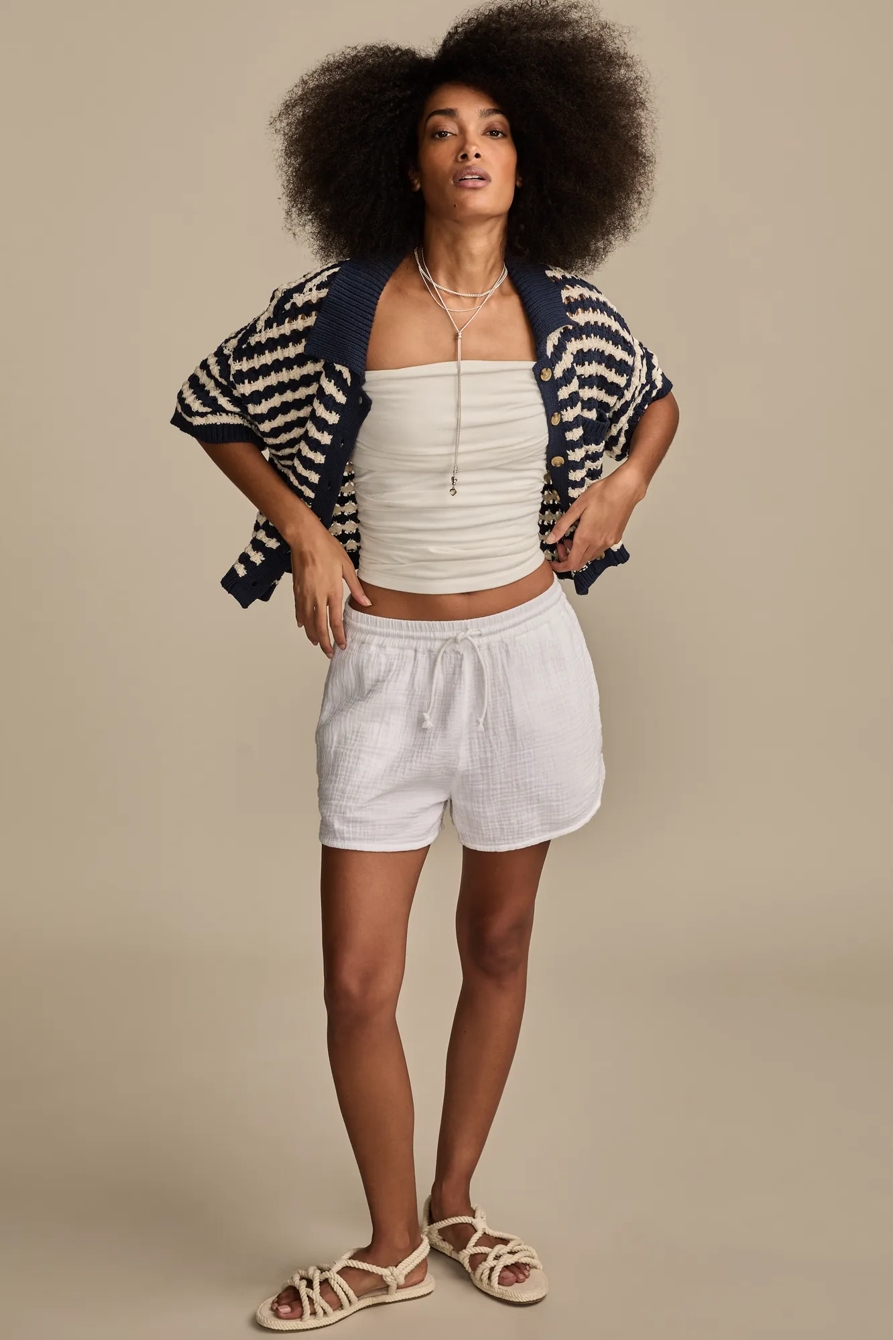 GAUZE BEACH SHORT — BRIGHT WHITE — image 1