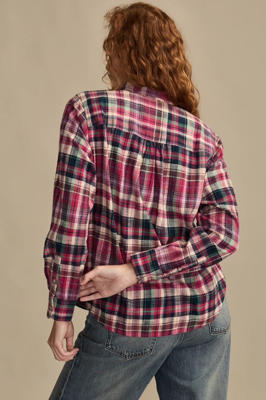 CLYDE PLAID BOYFRIEND BUTTON DOWN SHIRT — PINK MULTI PLAID — image 3
