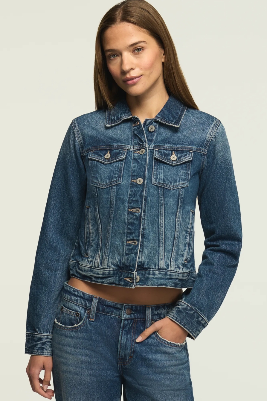 DENIM SHRUNKEN TRUCKER JACKET — UNIQUE WASH — image 1