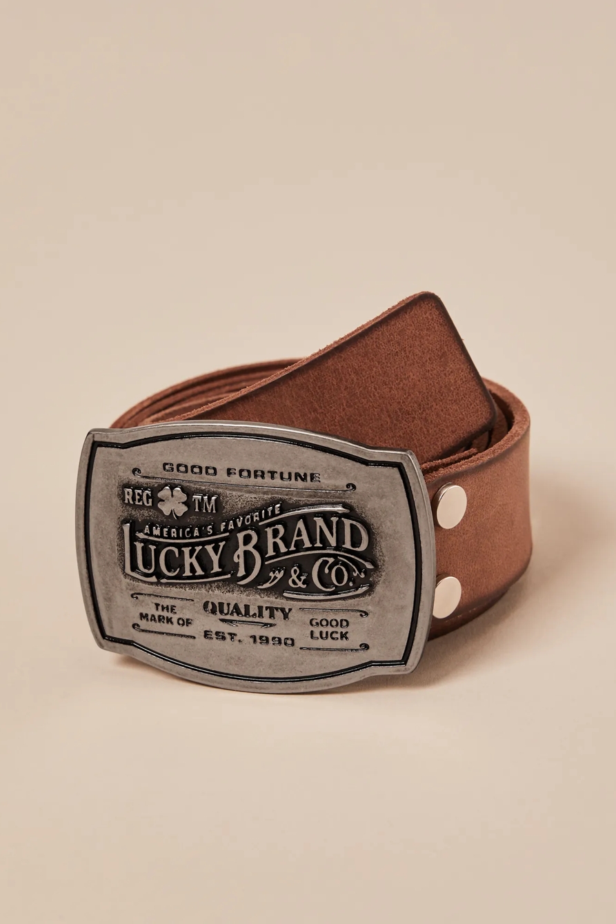 PLAQUE BUCKLE BELT — DARK BROWN — image 1