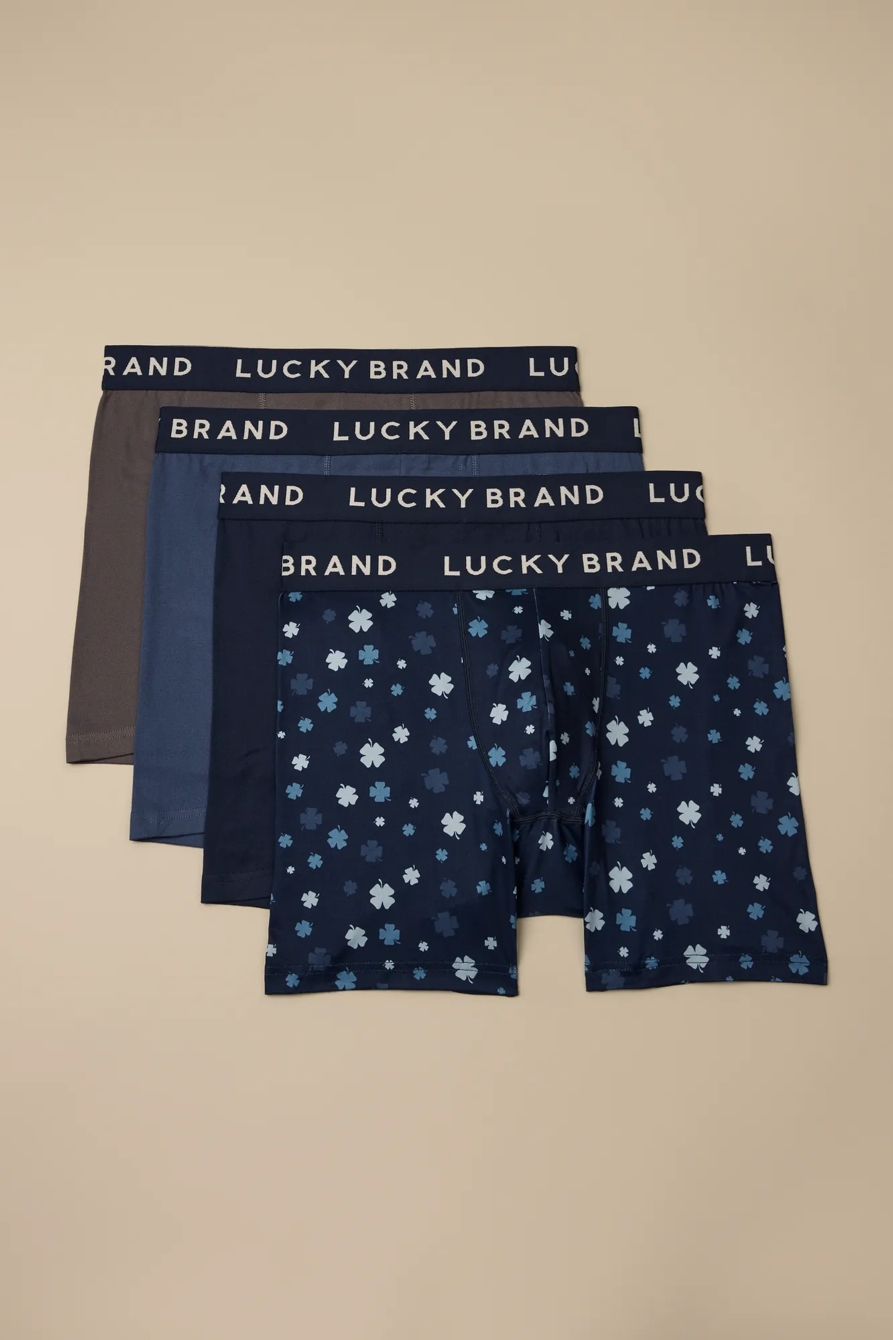 4 PACK ESSENTIAL SOFT BOXER BRIEFS — MULTI CLOVER PRINT — image 1