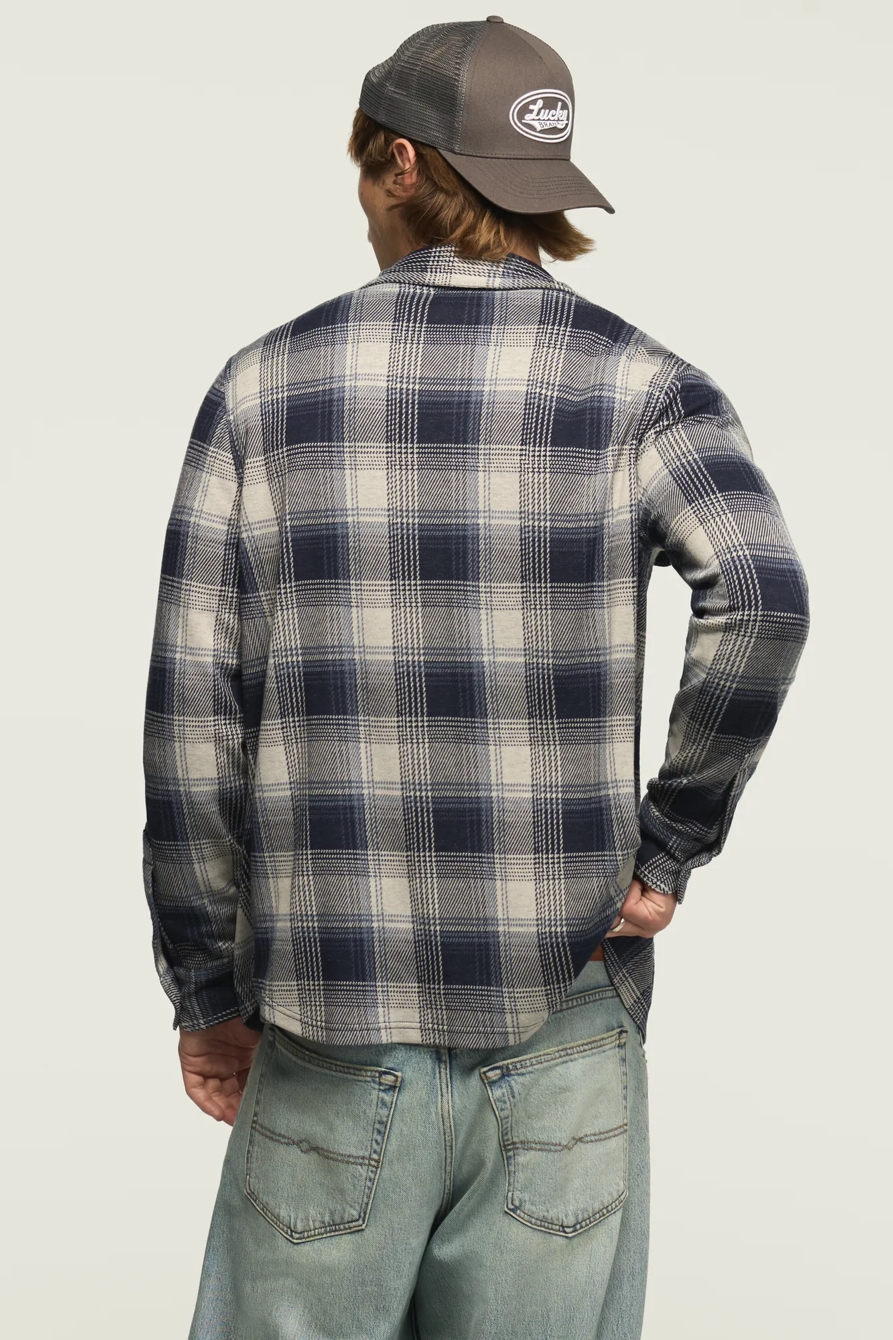 PLAID BRUSHED KNIT SHIRT — NAVY MULTI — image 5