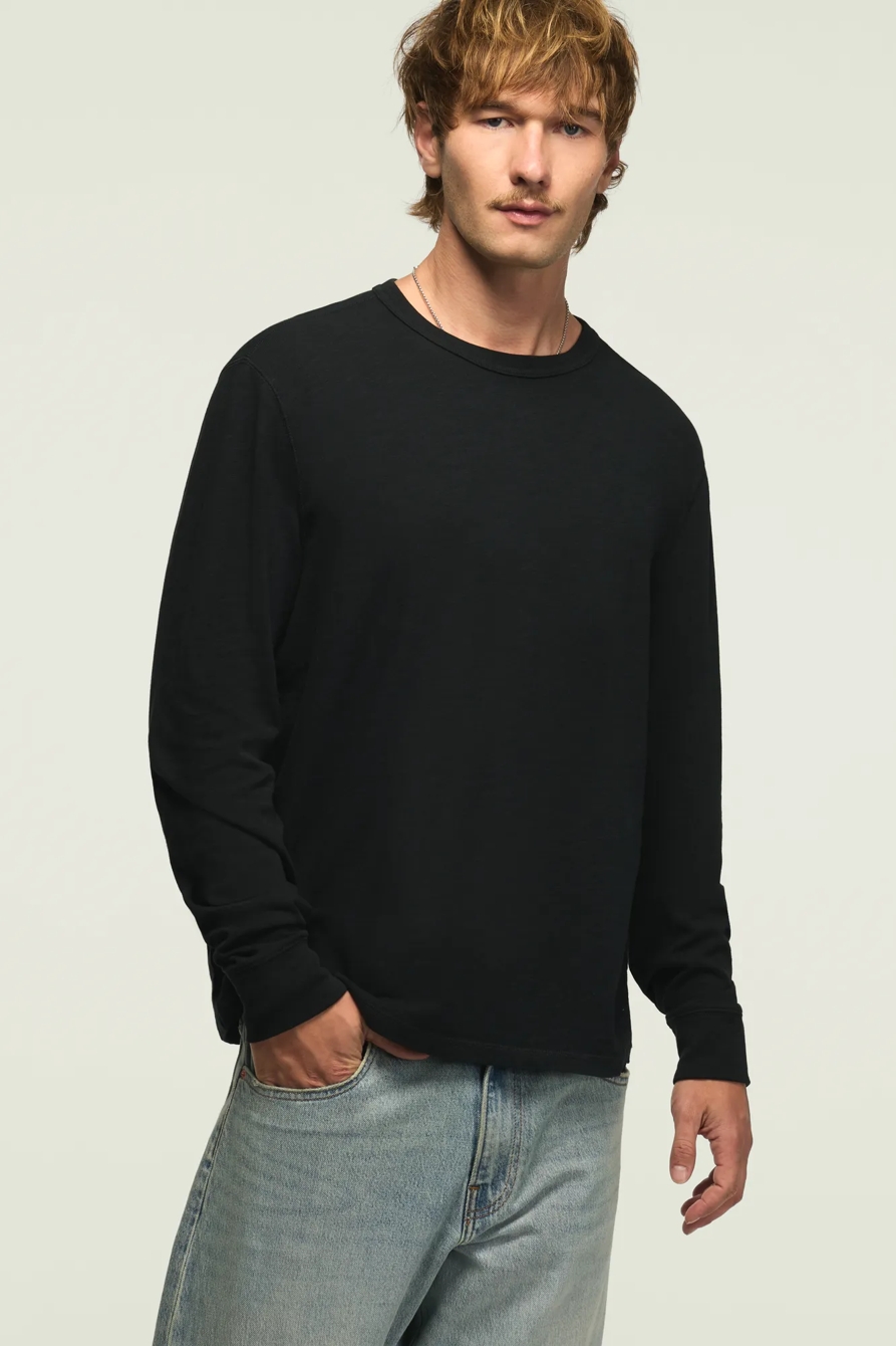 WEEKEND JERSEY LONG SLEEVE CREW NECK TEE — JET BLACK — image 1