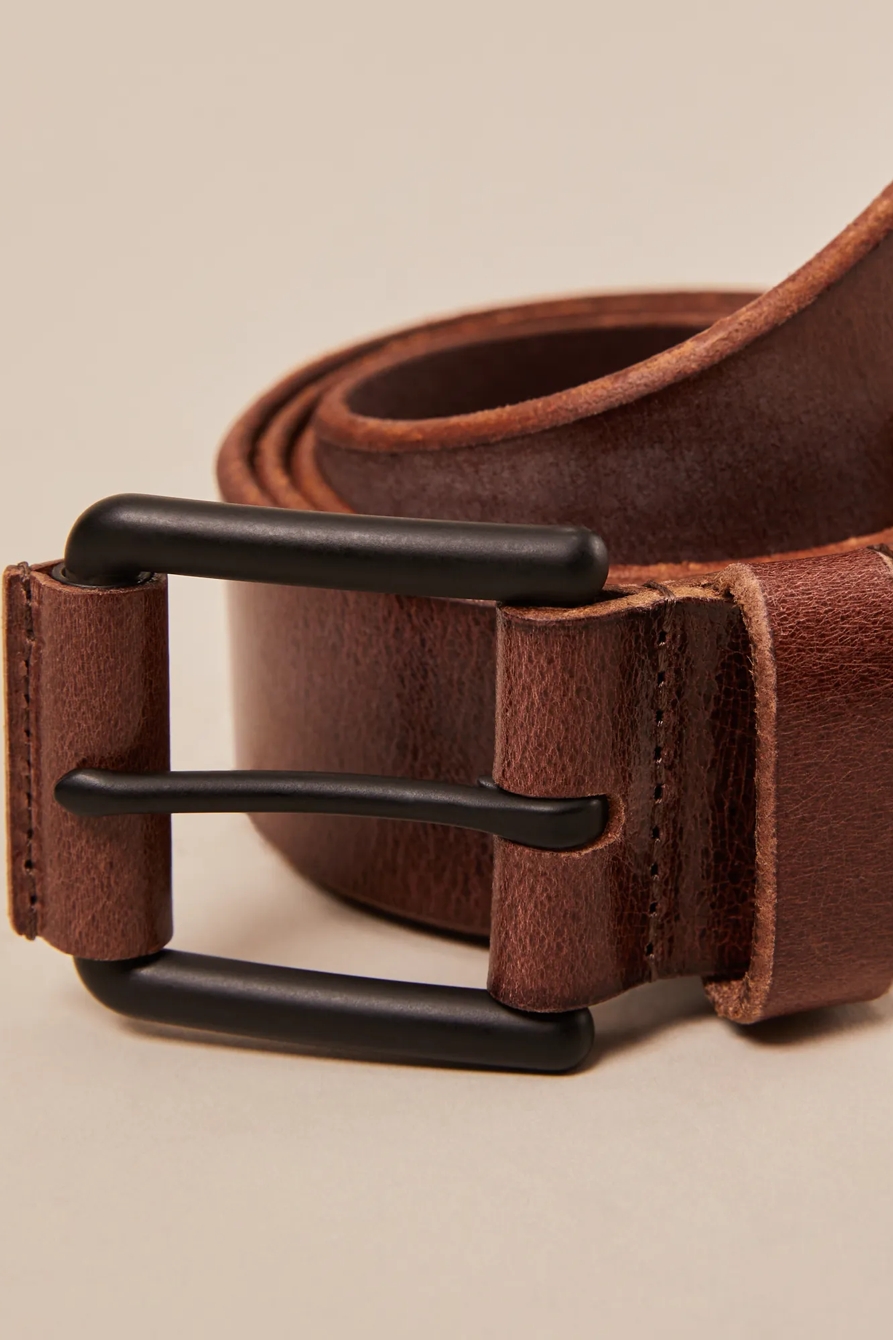 TAB LEATHER BELT — BROWN — image 3