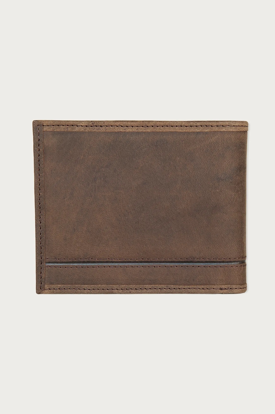 GROOVED LEATHER BIFOLD WALLET — DARK BROWN — image 2