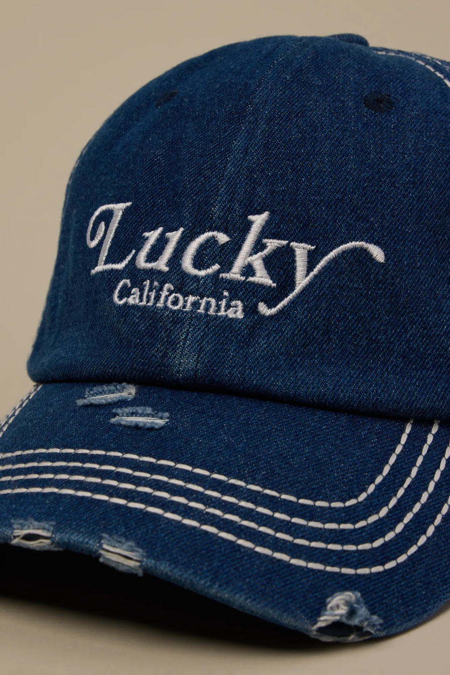 Contrast Stitch Denim Hat — DENIM BLUE — image 2