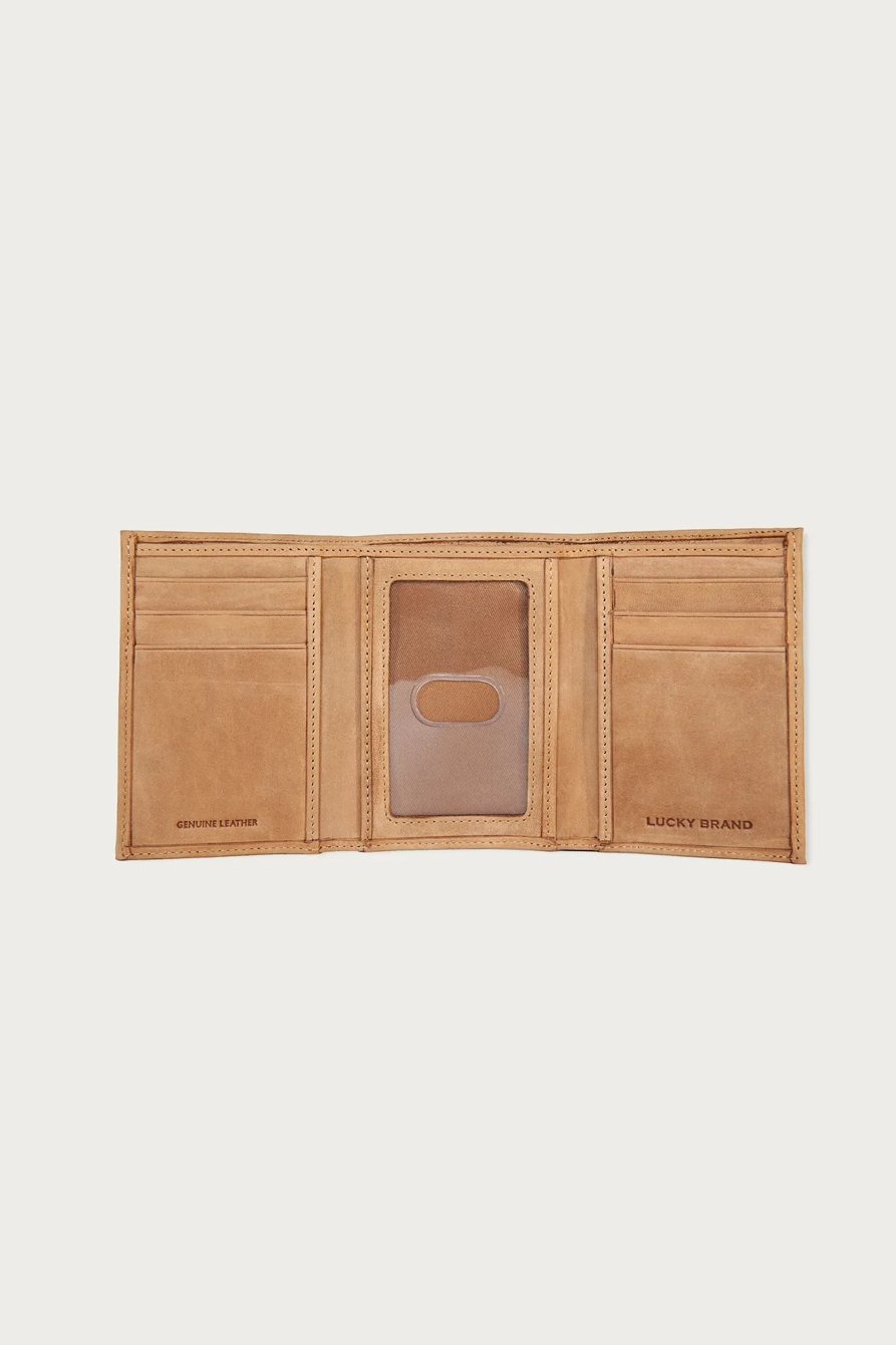 FLAG EMBOSSED LEATHER TRIFOLD WALLET — MEDIUM BROWN — image 3