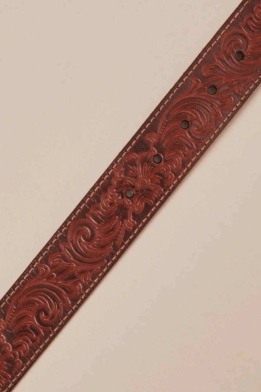 EMBOSSED BELT — DARK BROWN — image 2