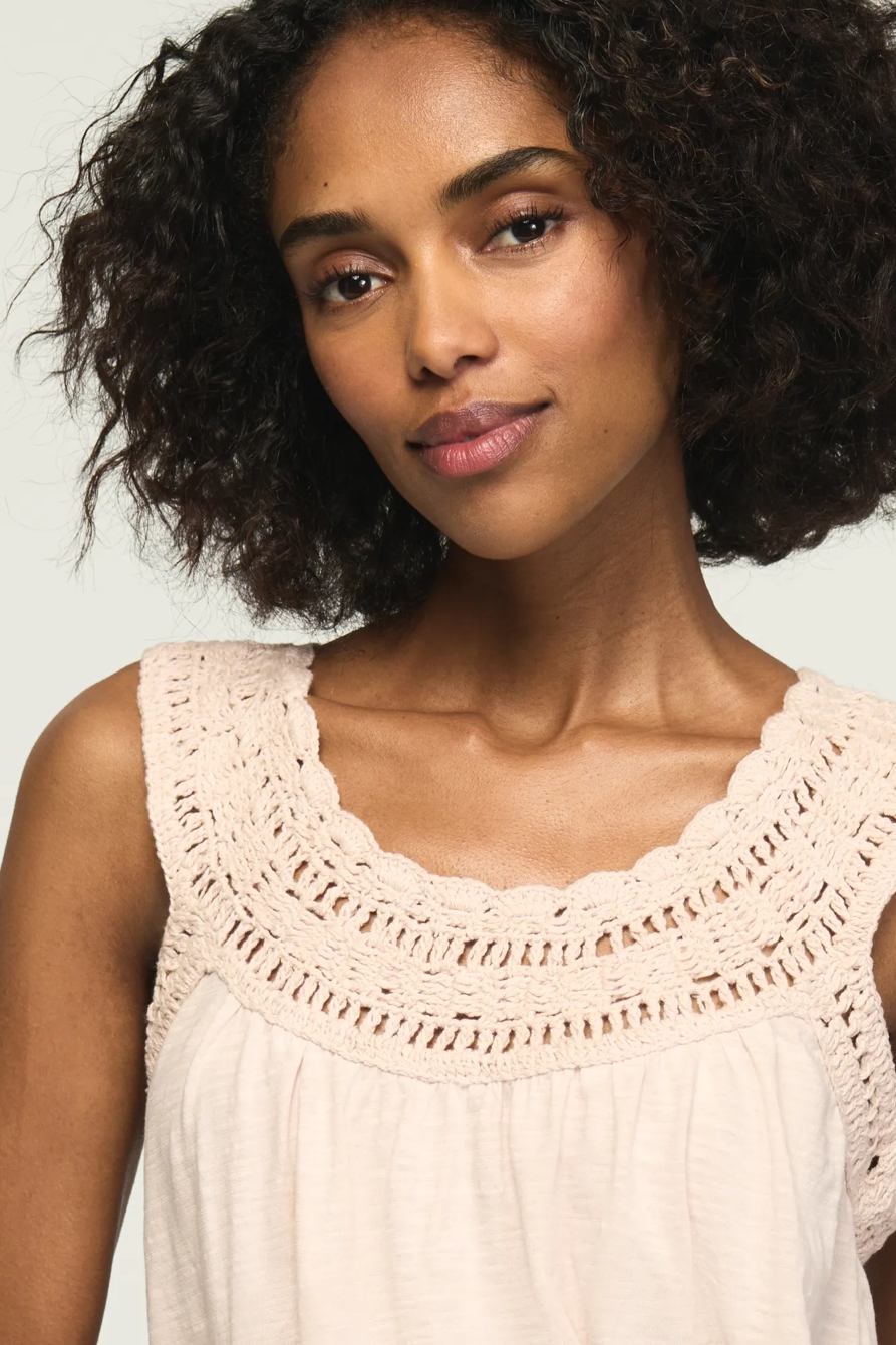 CROCHET TRIM SWING TANK — SILVER PEONY — image 1