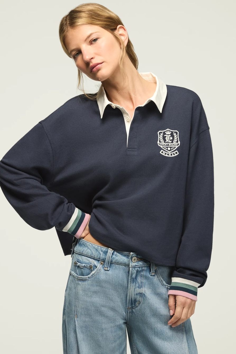 RUGBY POLO KNIT TOP — PARISIAN NIGHT — image 2