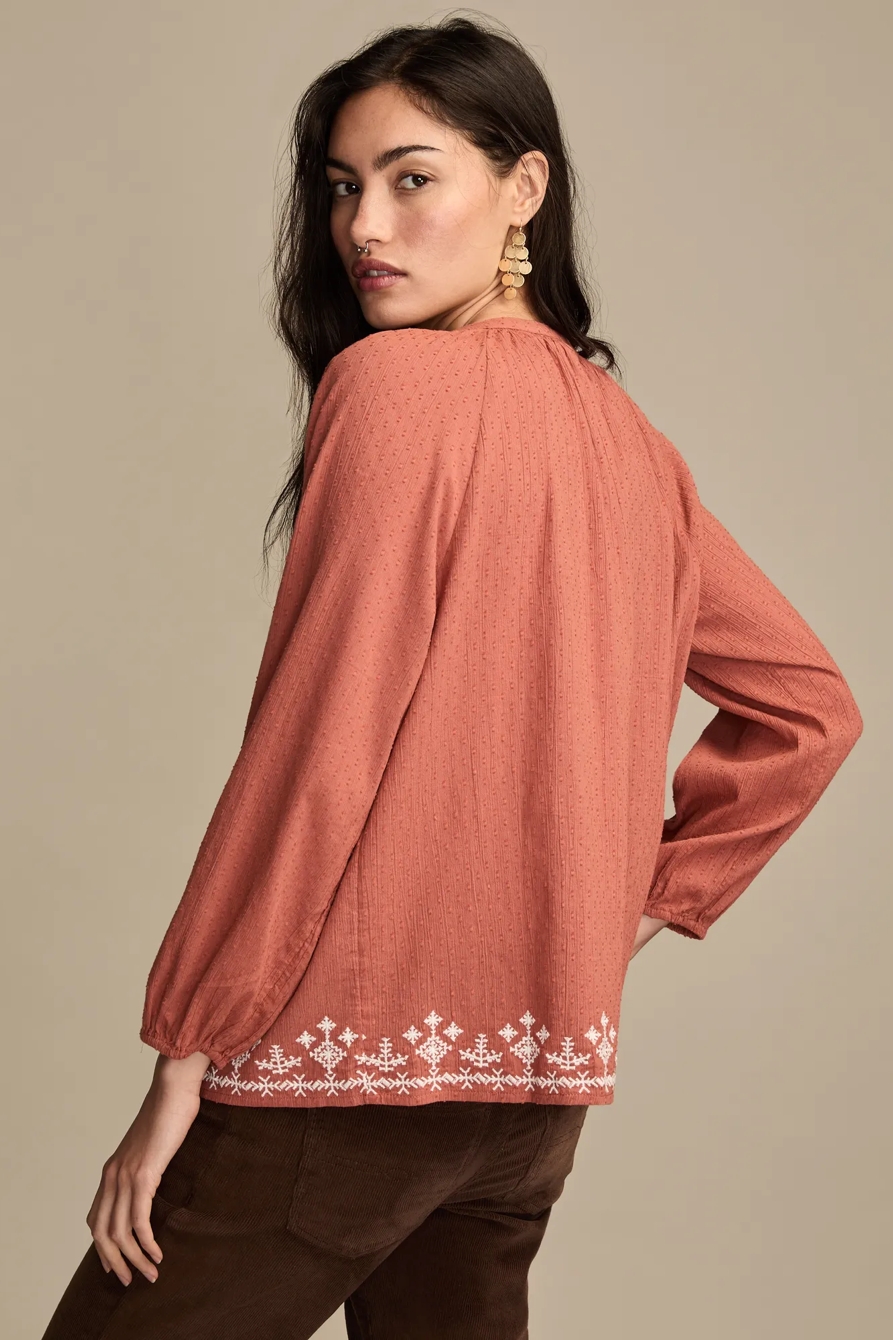 EASY EMBROIDERED PEASANT TOP — REDWOOD BURL — image 3