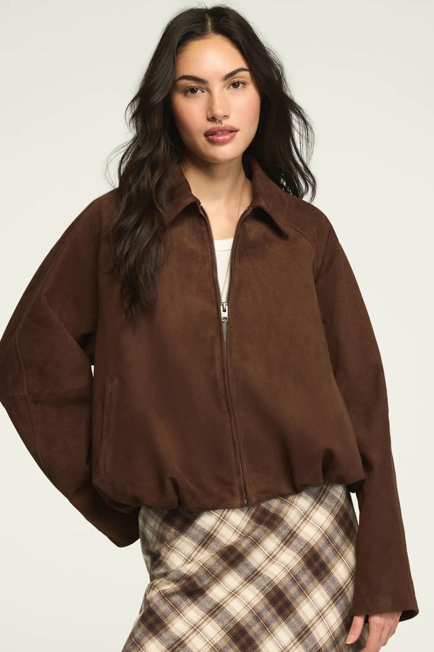 SUEDE BUBBLE JACKET — BROWN STONE — image 5
