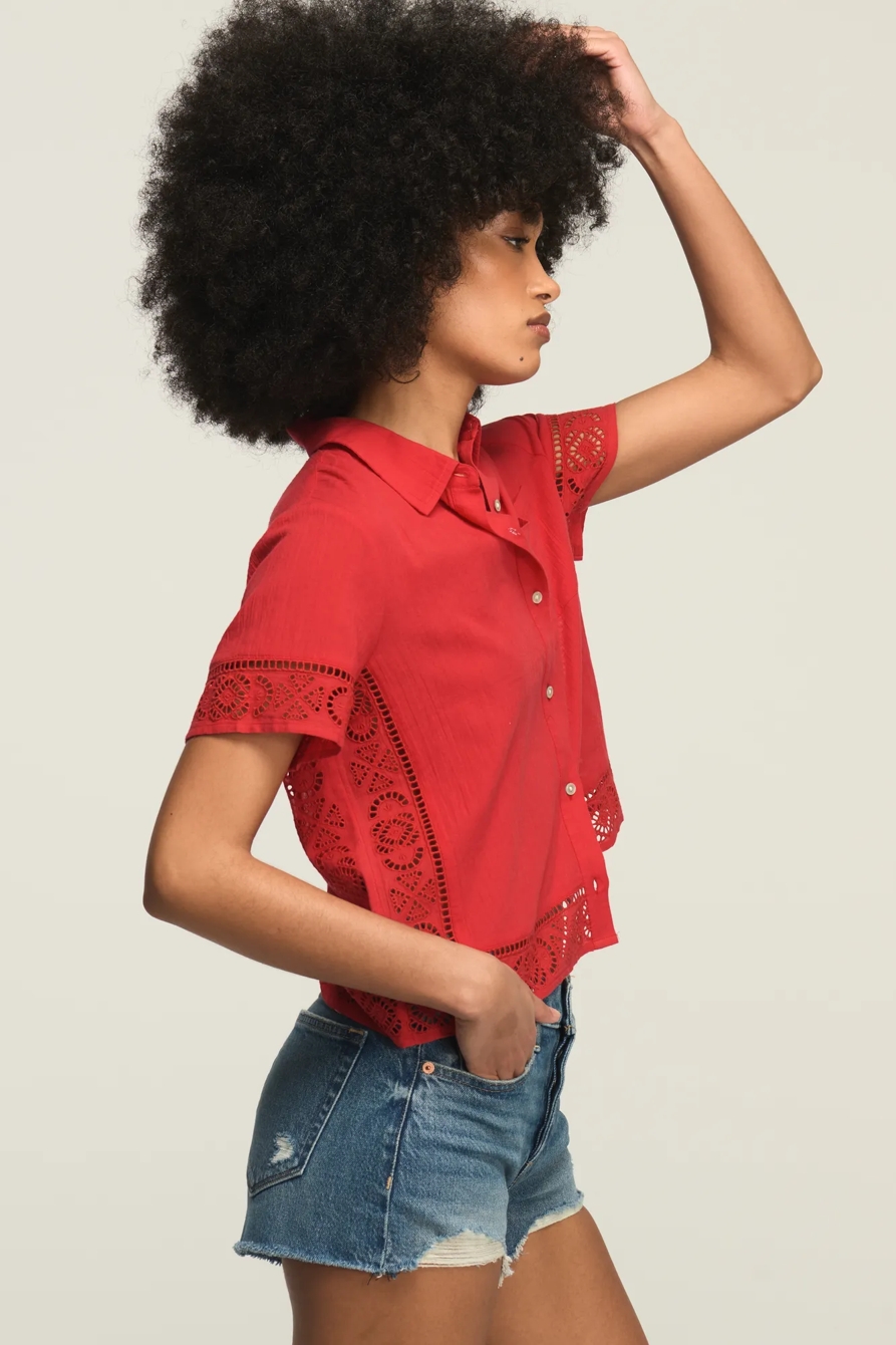 CUTWORK CAMP SHIRT — 636 RED — image 4