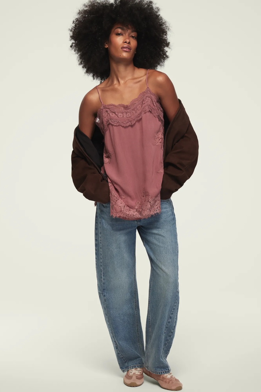 LACE TRIM TUNIC TANK — NOSTALGIA ROSE — image 2