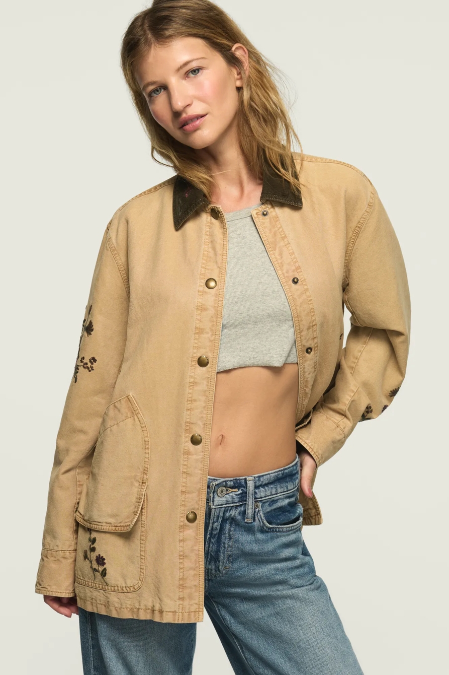 CANVAS OVERSIZED BARN JACKET — TAN — image 1
