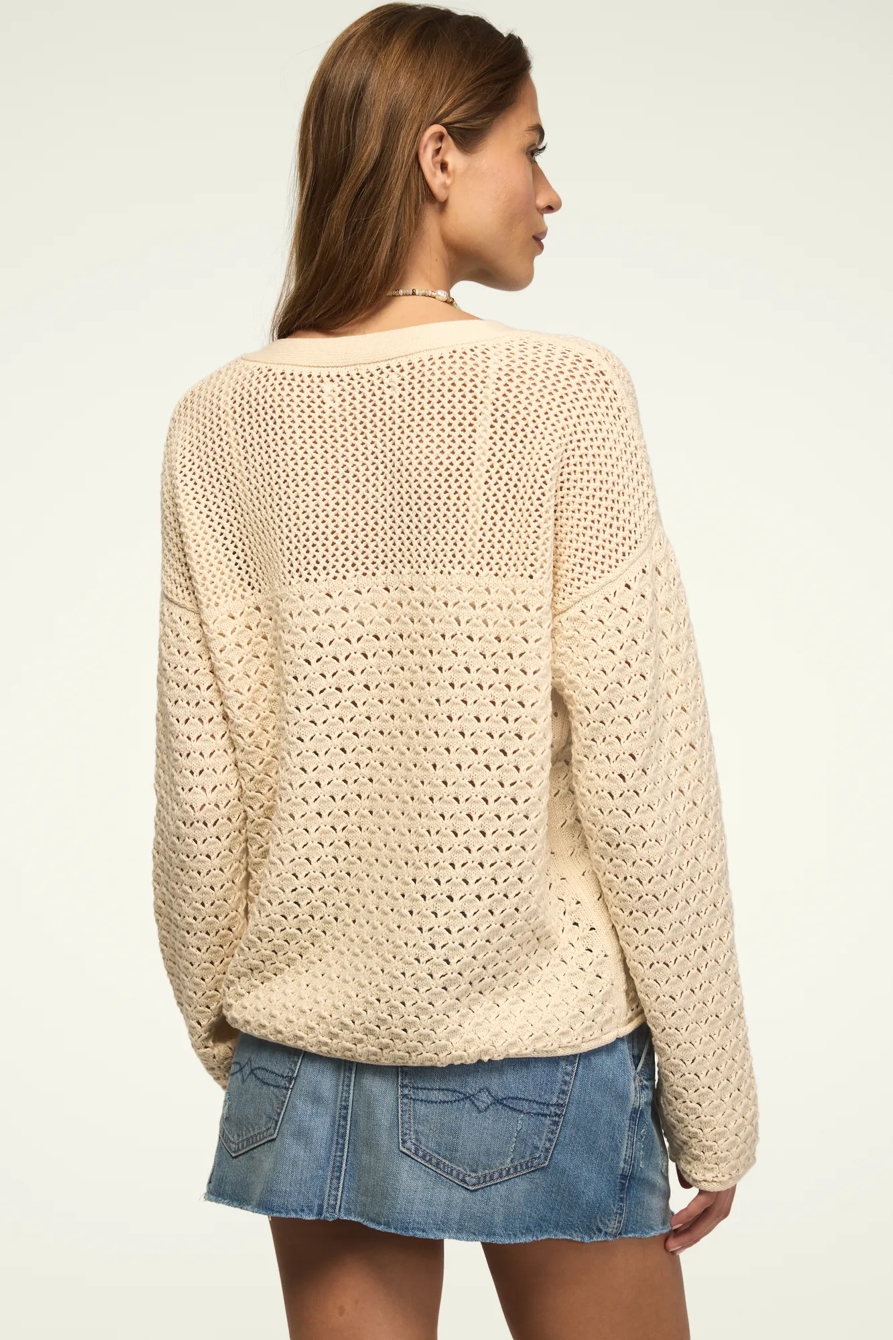 LACE UP PULLOVER SWEATER — WHITECAP GRAY — image 3