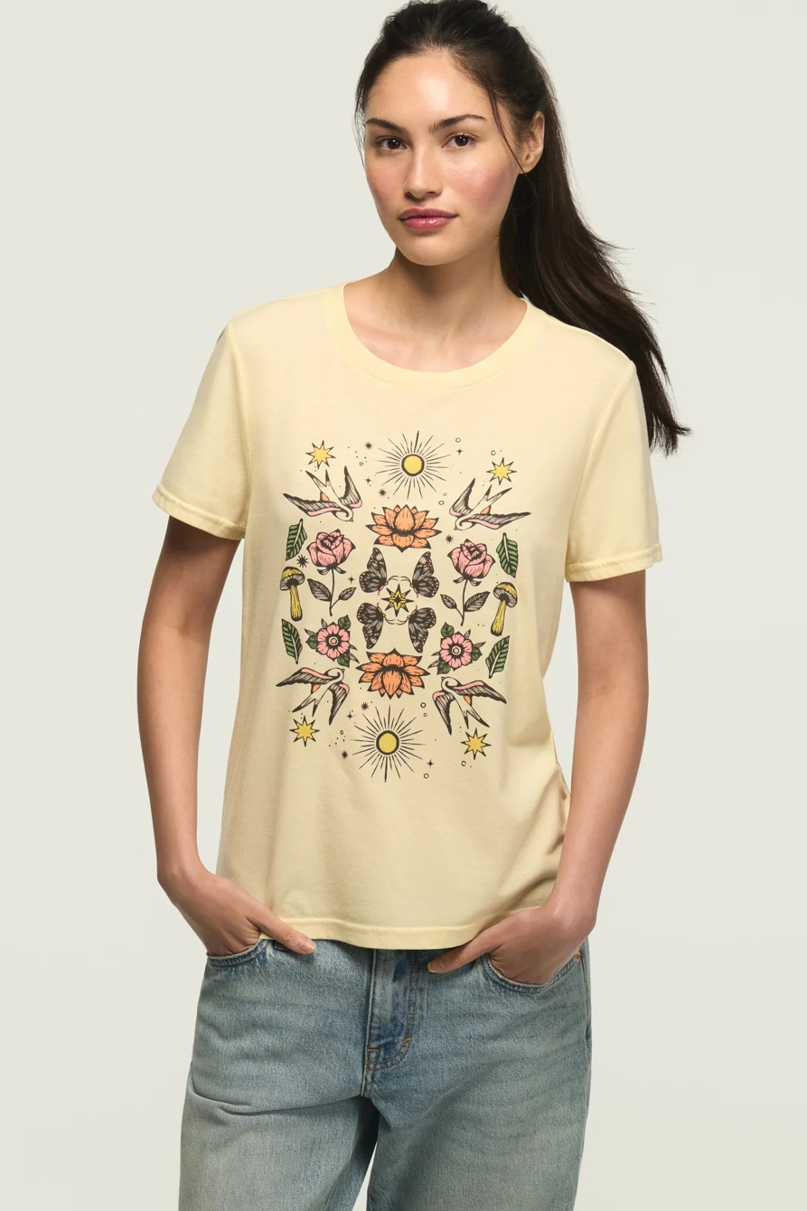 MIRROR SUN BIRDS CLASSIC CREW — VANILLA — image 1