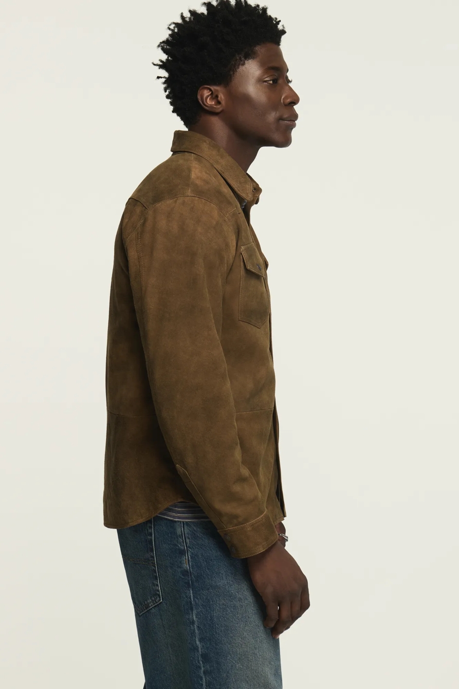 SUEDE WESTERN SHIRT JACKET — TAN — image 4