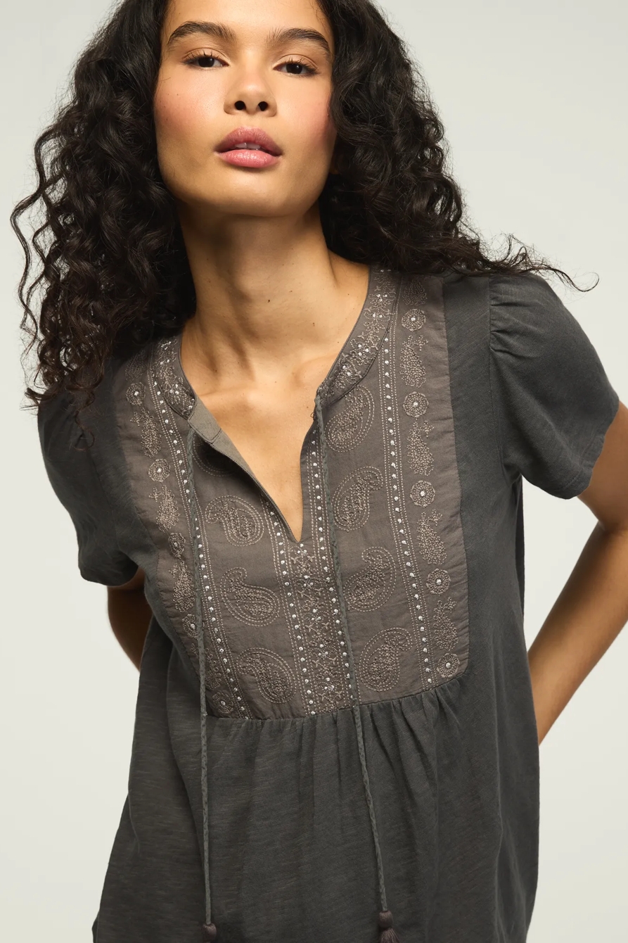 EMBROIDERED PEASANT TEE — CASTLEROCK — image 2