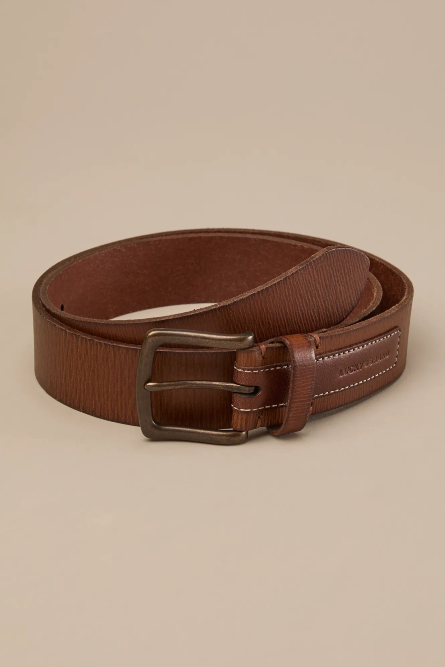 LEATHER LOGO BELT — DARK BROWN — image 1