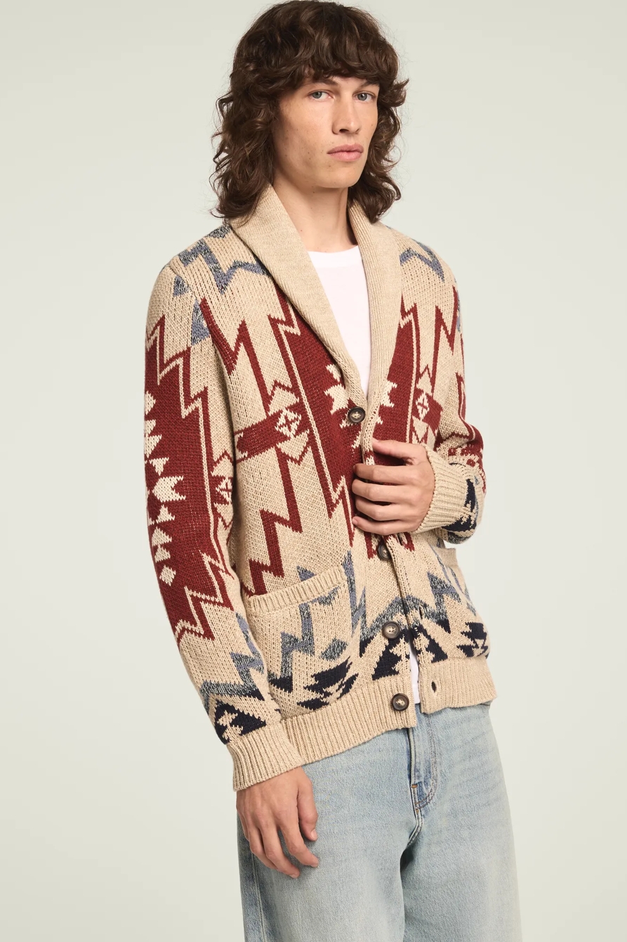 SOUTHWESTERN SHAWL COLLAR SWEATER — Plaza Taupe — image 3