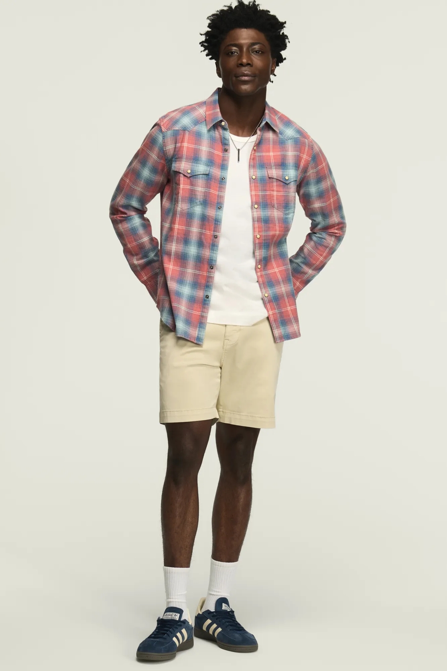 7" STRETCH TWILL FLAT FRONT SHORTS — PELICAN — image 2