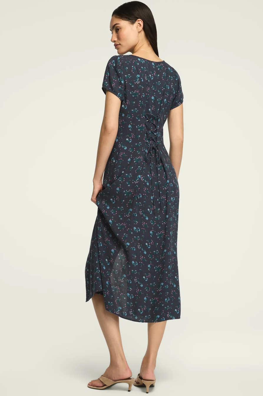 LACE TRIM SIMONE MIDI DRESS — NAVY FLORAL — image 3