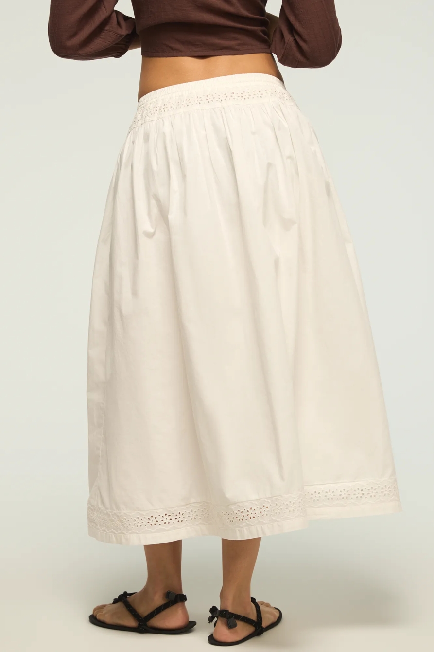 SCHIFFLEY TRIMMED MIDI SKIRT — BRIGHT WHITE — image 3