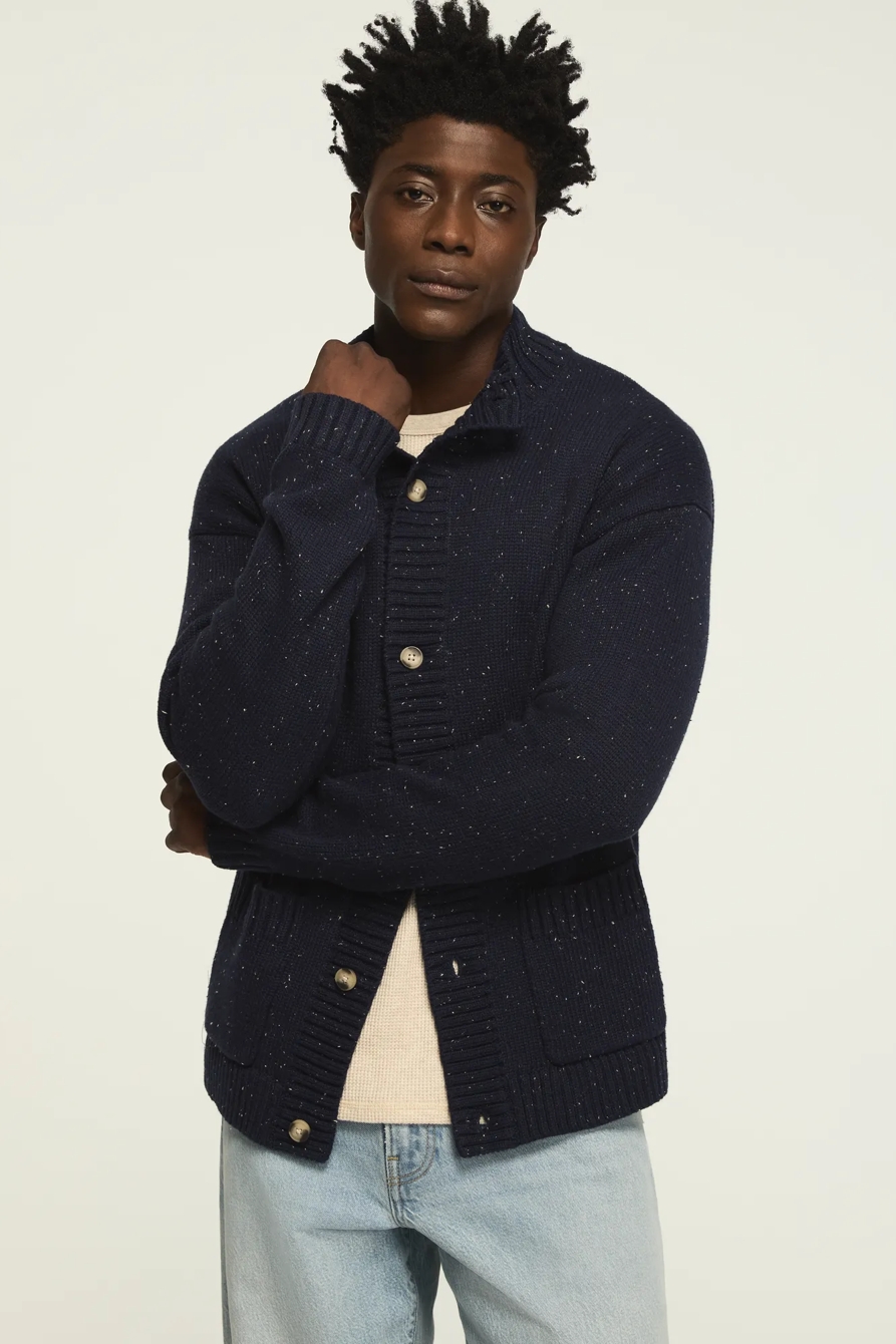 MOCK NECK BUTTON CARDIGAN — NAVAL ACADEMY — image 1