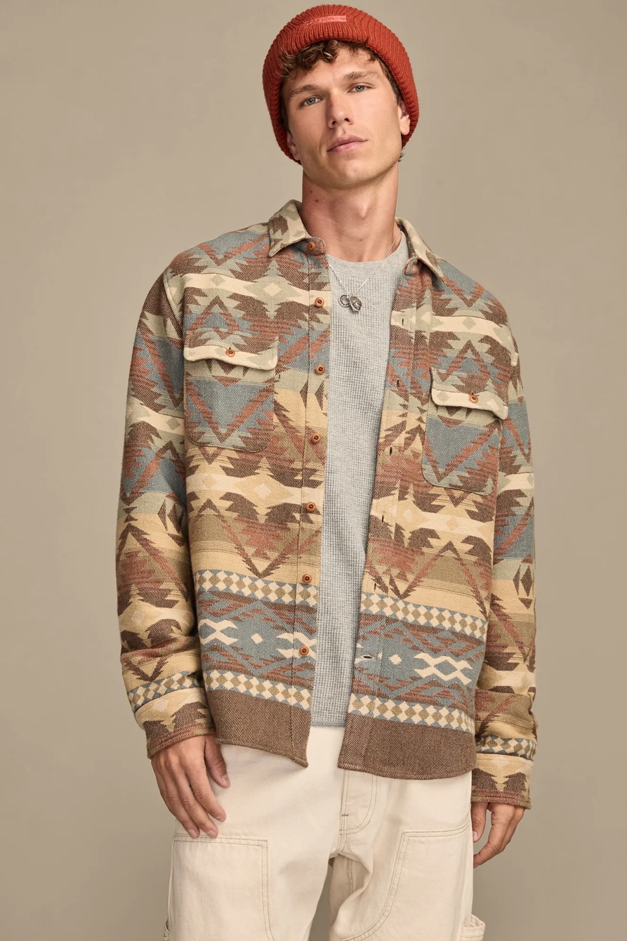 JACQUARD FLANNEL SHIRT — BROWN MULTI — image 1