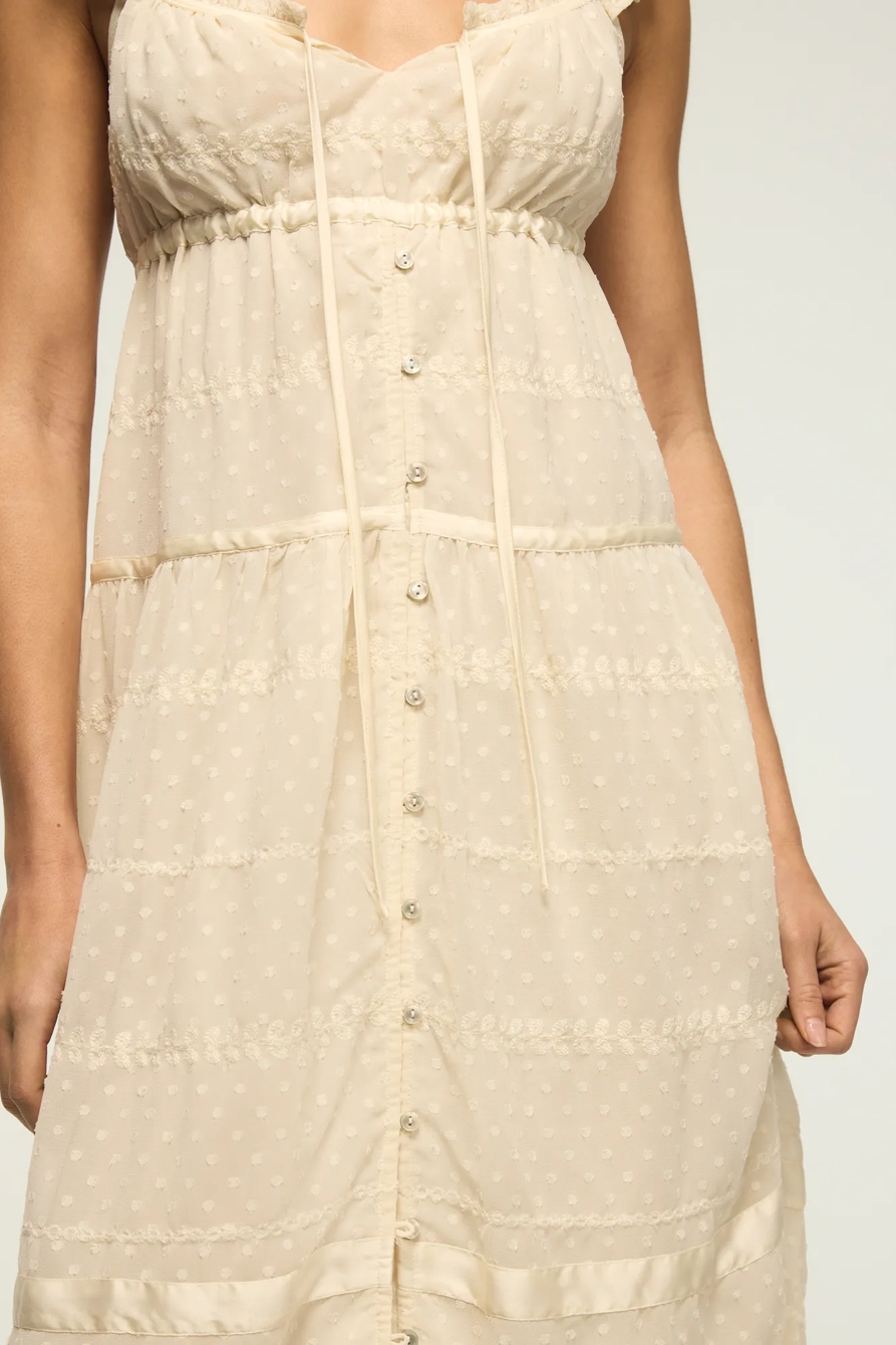 EASY TIERED BUTTON THROUGH MAXI DRESS — CREAM — image 6