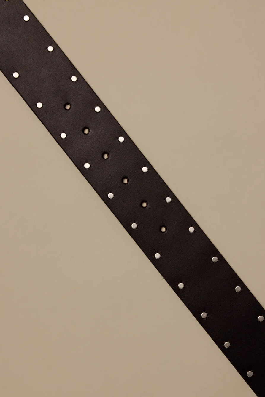 WIDE DOUBLE STUDDED HIP BELT — BLACK — image 2